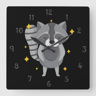 Relógio Quadrado Randy The Racoon Wall Clock
