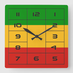 Relógio Quadrado RASTAFARI FLAG COLORS + suas ideias