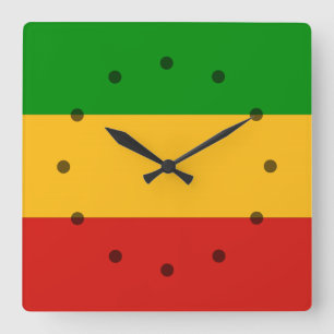 Relógio Quadrado RASTAFARI FLAG COLORS + suas ideias