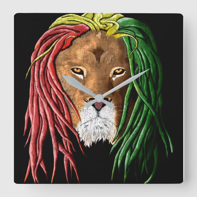 Relógio Quadrado Rastafari Lion (Frente)