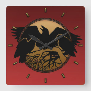 Relógio Quadrado Raven Clock Native Raven Art Wall Clock Bird Gift