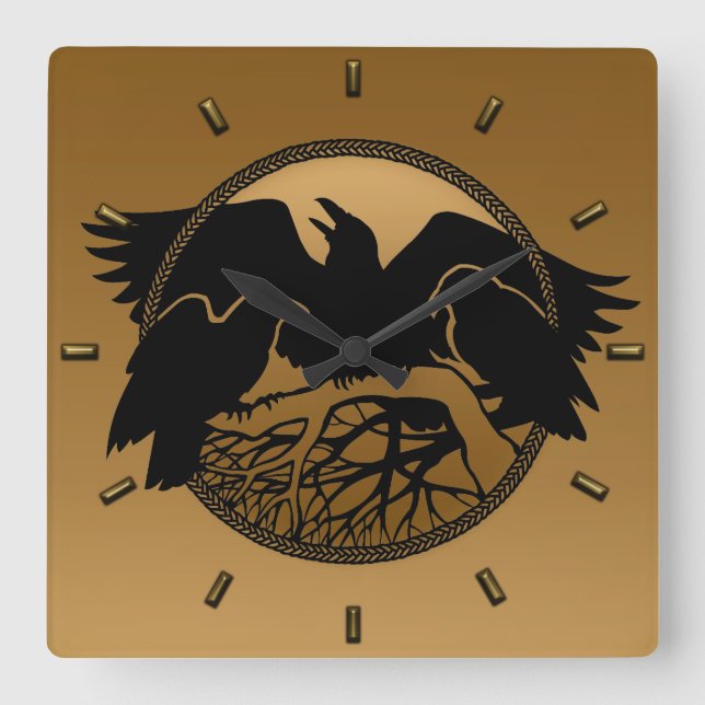 Relógio Quadrado Raven Clock Native Raven Art Wall Clock Bird Gift (Frente)
