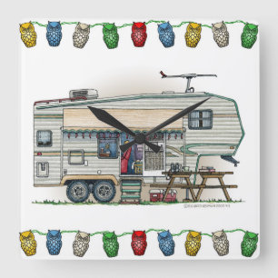 Relógio Quadrado Reboque bonito do viagem do campista da quinta