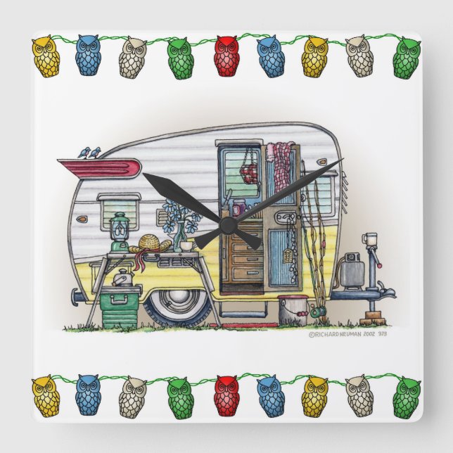 Relógio Quadrado Reboque de campista rv de Shasta (Frente)