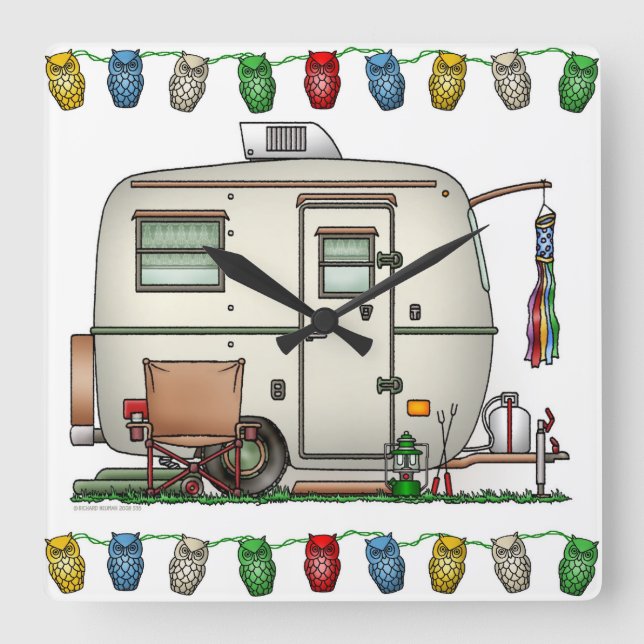 Relógio Quadrado Reboque de vidro do viagem do campista do ovo do (Frente)