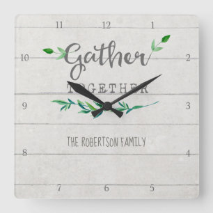 Relógio Quadrado Recolhimento de madeira da folha simples de