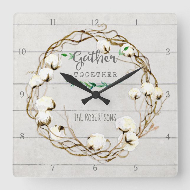 Relógio Quadrado Recolhimento rústico de madeira de Shiplap da casa (Frente)