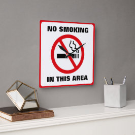 Relógio Quadrado Red and White No Smoking