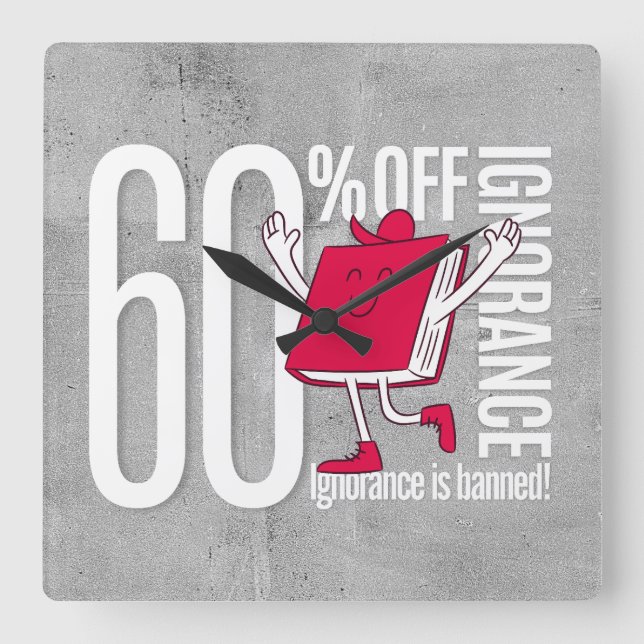 Relógio Quadrado Red Book Character Ignorance is Banned Acrylic (Frente)