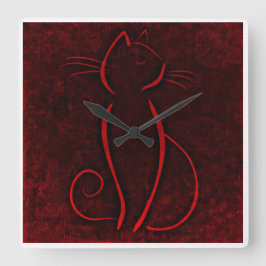 Relógio Quadrado Red Brown Cat | Zazzle_Growth.