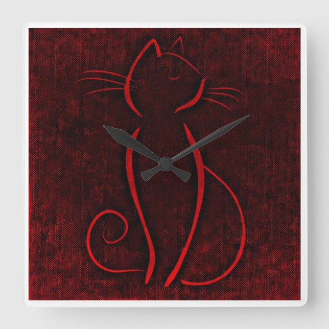 Relógio Quadrado Red Brown Cat | Zazzle_Growth. (Frente)