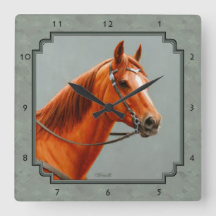 Relógio Quadrado Red Dun Chestnut Sorrel Western Quarter Horse