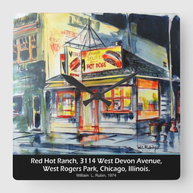 Relógio Quadrado Red Hot Ranch, Chicago, Illinois (1952-1985) (Frente)