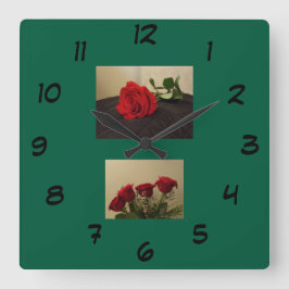 Relógio Quadrado Red Roses Acrylic Wall Clock