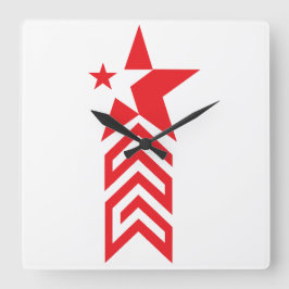 Relógio Quadrado Red Star with Chevron Arrows