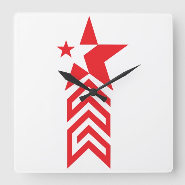 Relógio Quadrado Red Star with Chevron Arrows (Frente)