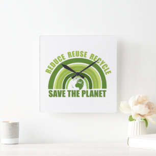 Relógio Quadrado Reduzir a reutilização do reciclar