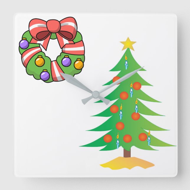 RELÓGIO QUADRADO **RELÓGIO DE NATAL E WREATH** (Frente)