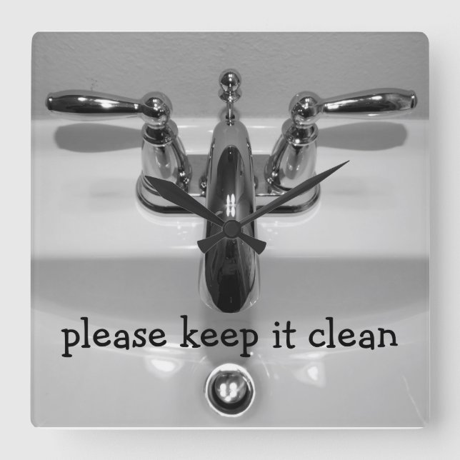 Relógio Quadrado Relógios de Banheiro Engraçados (Frente)