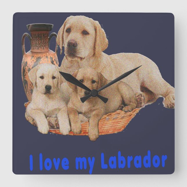 Relógio Quadrado Relógios de labrador (Frente)