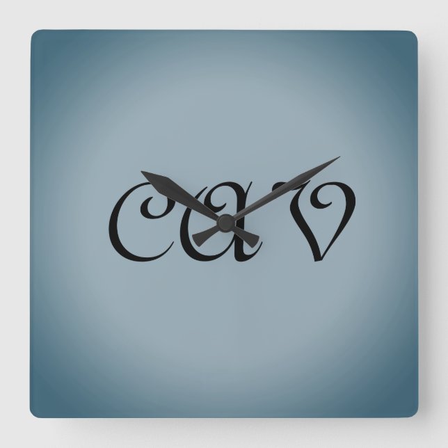 Relógio Quadrado Relógios e Relógios de Cinza Azul (Frente)