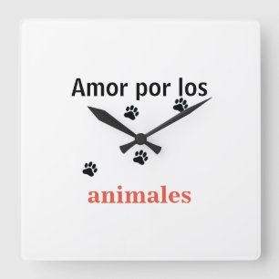 Relógio Quadrado Reloj  amor por los animales