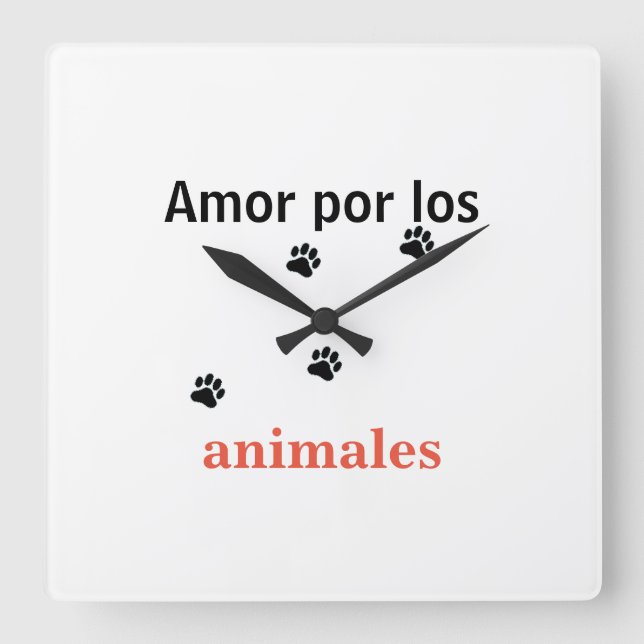 Relógio Quadrado Reloj  amor por los animales (Frente)