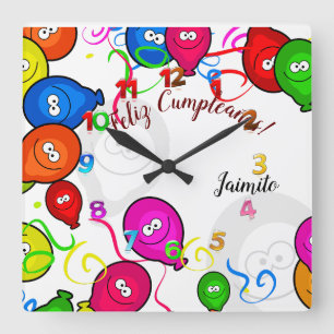 Relógio Quadrado Reloj de Pared con Feliz Cumpleaños personalizados