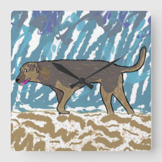 Relógio Quadrado Reloj de pared cuadrado con diseño perro caminando