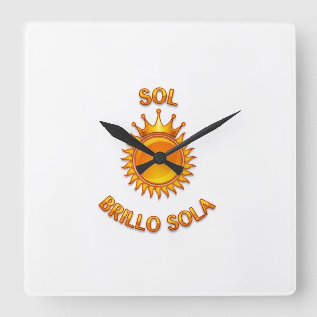 Relógio Quadrado Reloj de Pared Cuadrado con Logo Sol Brillo Sola | (Frente)