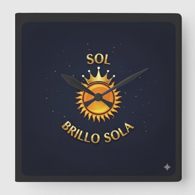 Relógio Quadrado Reloj de Pared Cuadrado con Logo Sol Brillo Sola | (Frente)