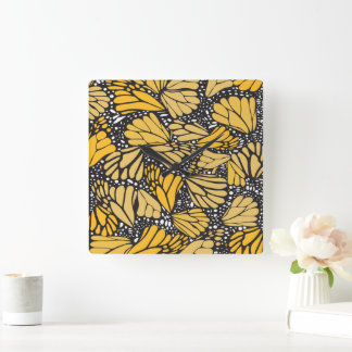 Relógio Quadrado Reloj de pared cuadrado estampado mariposa monarca