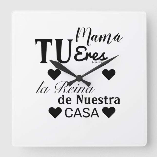 Relógio Quadrado reloj dia de la madre (Frente)