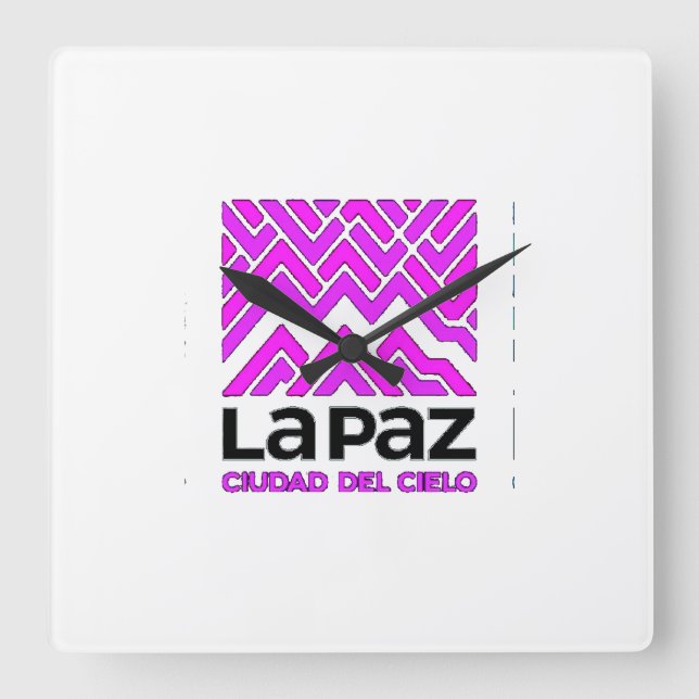 Relógio Quadrado Reloj La Paz ciudad del cielo (Frente)