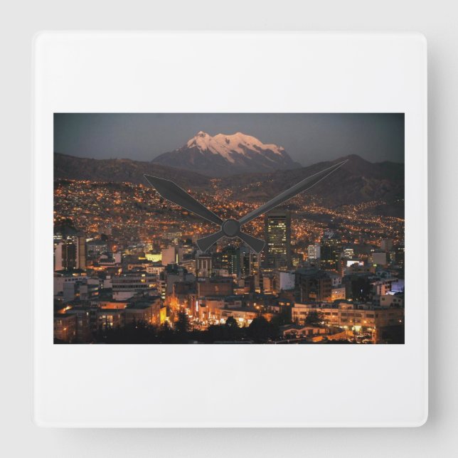Relógio Quadrado Reloj recuerdo de La Paz Bolivia (Frente)
