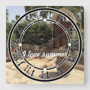 Relógio Quadrado Remendos de paisagem de verão personalizados e per