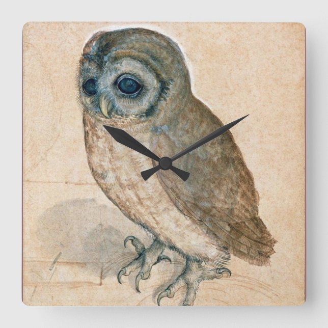 RELÓGIO QUADRADO RENAISSANCE ANIMAL DRAWINGS / THE OWL (Frente)
