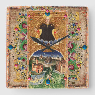RELÓGIO QUADRADO RENASCIMENTO ANTIGO TAROTS/O MUNDO