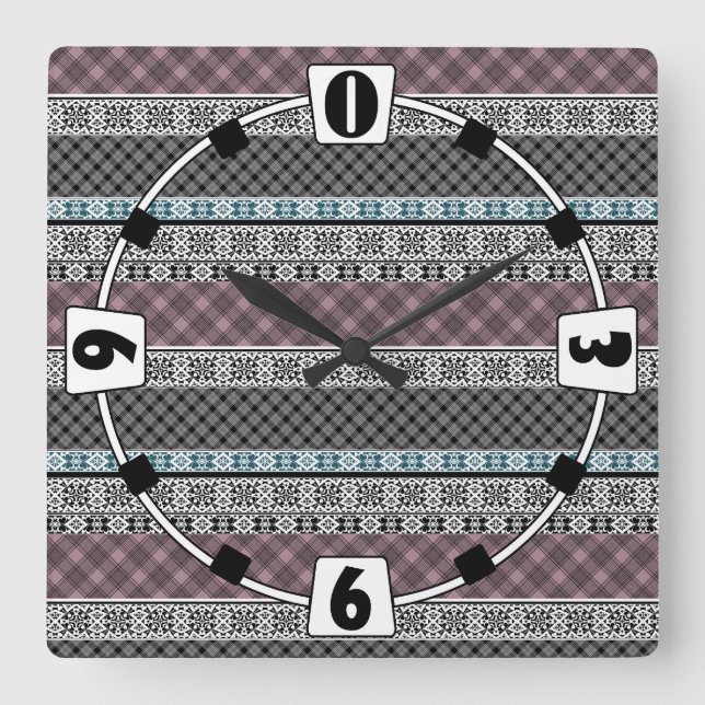 Relógio Quadrado Rendimento preto e marrom (Frente)