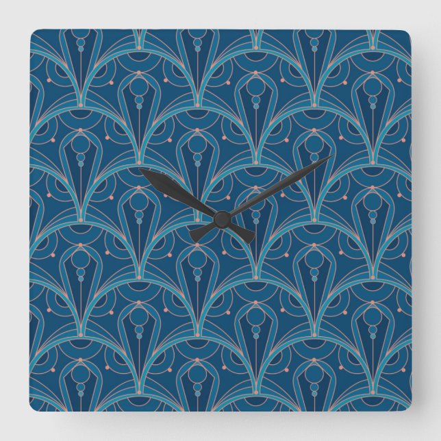 Relógio Quadrado Repeating geometric Art Deco pattern (Frente)