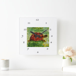 Relógio Quadrado Reptile Animal Art Tortoise