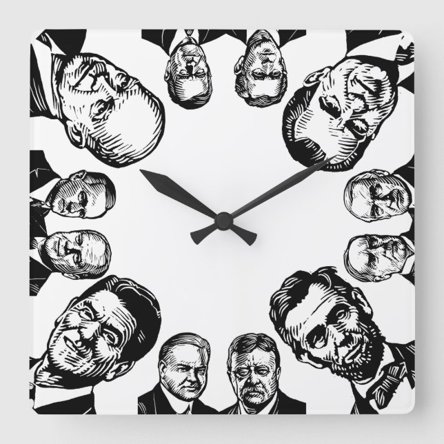 Relógio Quadrado Republican Presidents Wall Clock (Frente)