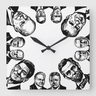 Relógio Quadrado Republican Presidents Wall Clock