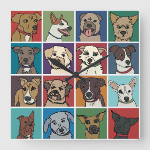 Relógio Quadrado Rescue Dog Cartoon