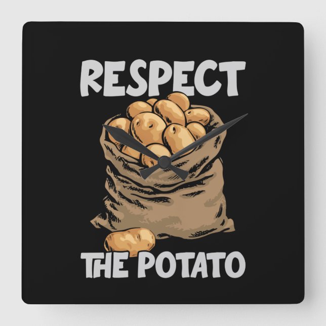 Relógio Quadrado Respeite As Batatas De Batata Engraçada (Frente)