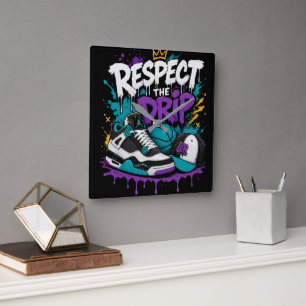 Relógio Quadrado Respeite o Estilo de Basquete