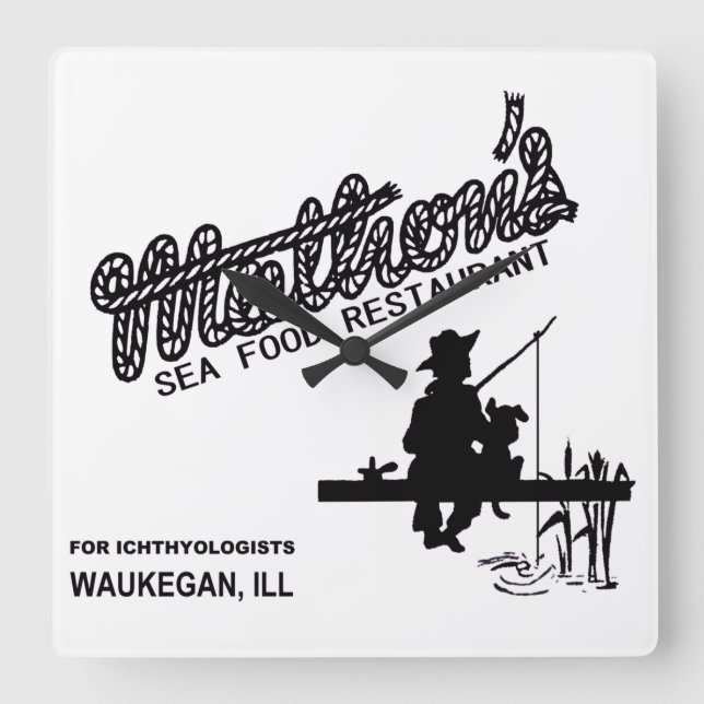 Relógio Quadrado Restaurante de Comida do Mar de Mathon, Waukegan,  (Frente)