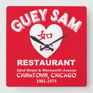 Relógio Quadrado Restaurante Guey Sam, Chinatown, Chicago, IL