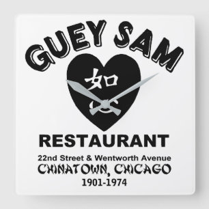 Relógio Quadrado Restaurante Guey Sam, Chinatown, Chicago, IL