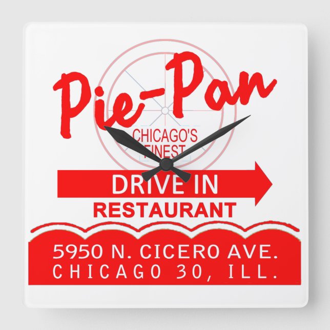 Relógio Quadrado Restaurante Pie-Pan Drive-In, Chicago, Illinois (Frente)